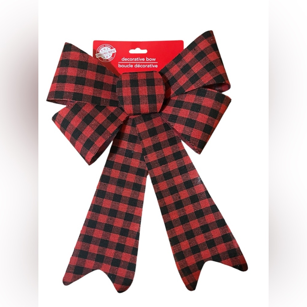 Christmas House Buffalo Plaid Decorative Bows Red Black Christmas Lot of 5